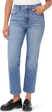 Kensie Ella Studded Ankle Straight Leg Jeans