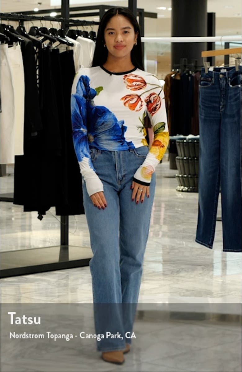 Delaina Floral Crewneck Crop Top, sales video thumbnail