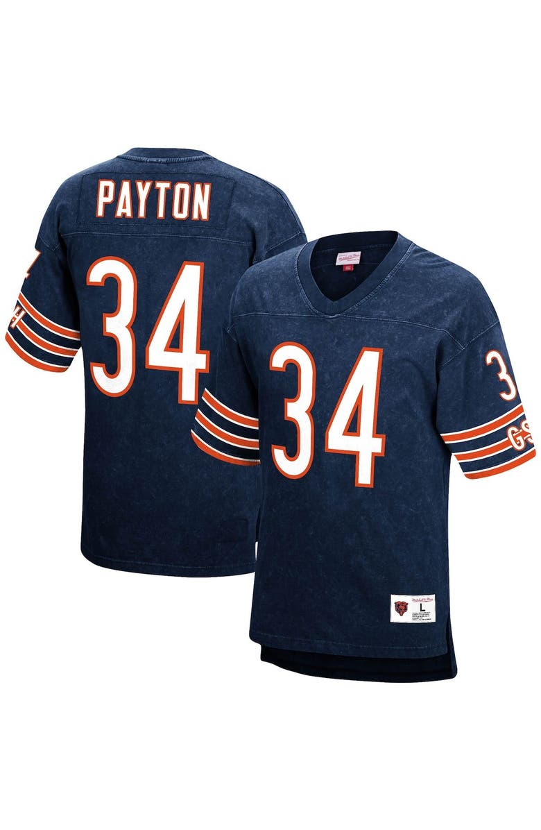 Mitchell & Ness Men's Mitchell & Ness Walter Payton Navy Chicago Bears Retired Player Name & Number Acid Wash Top, Main, color,