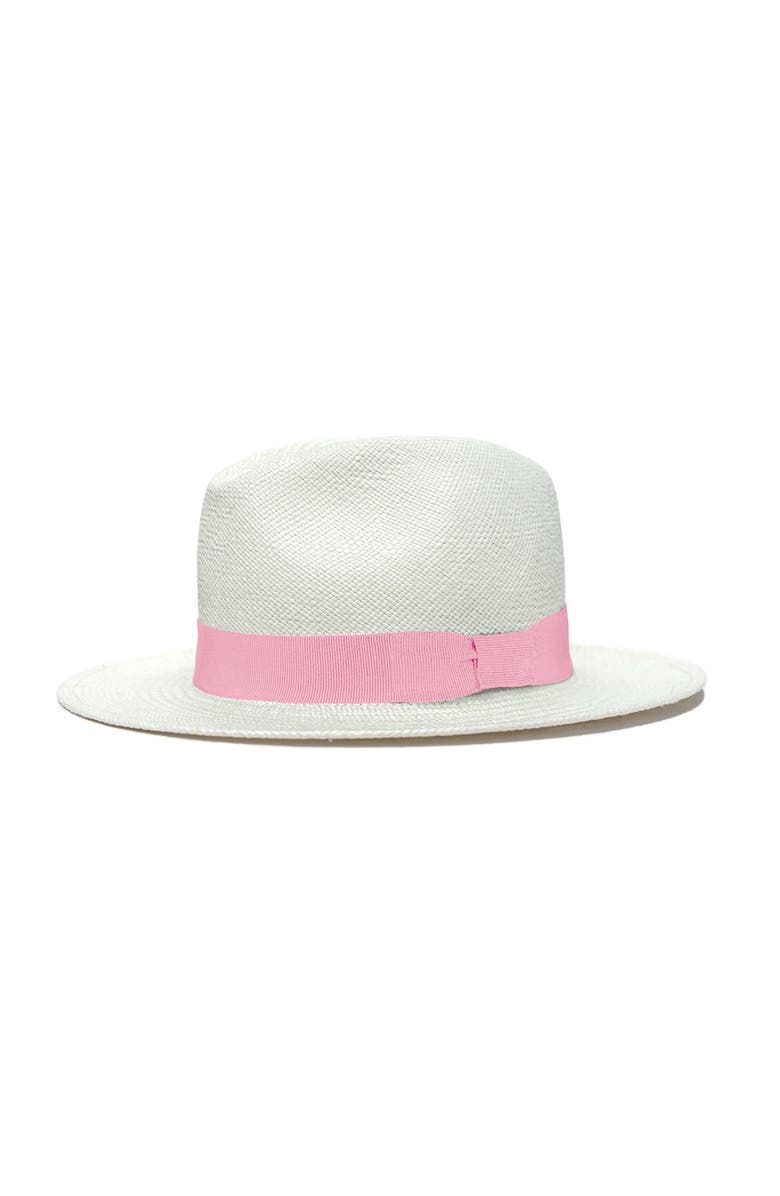 Lastelier Panama pink straw hat, Main, color, Light Pink