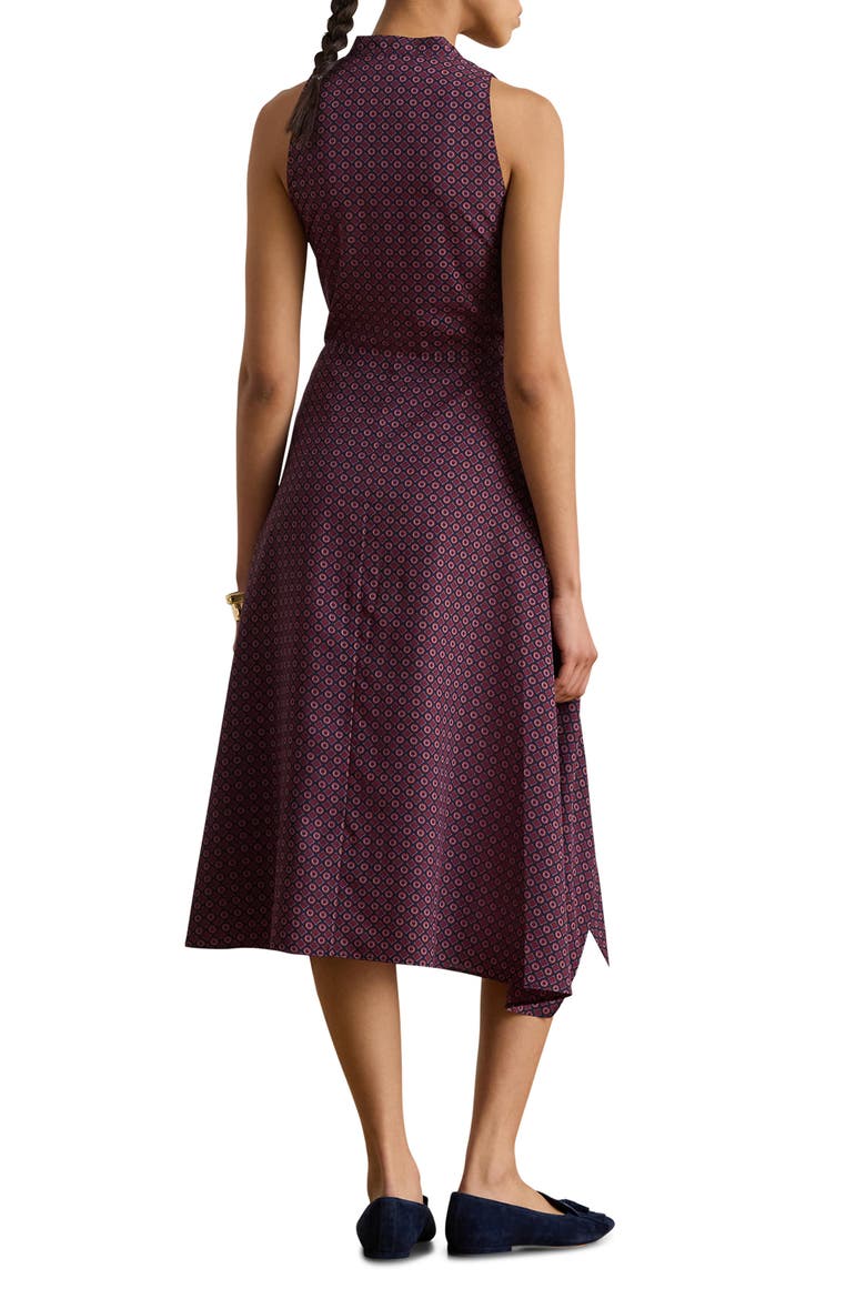 Tie Front Foulard Sleeveless Dress, Alternate, color, NAVY MULTI