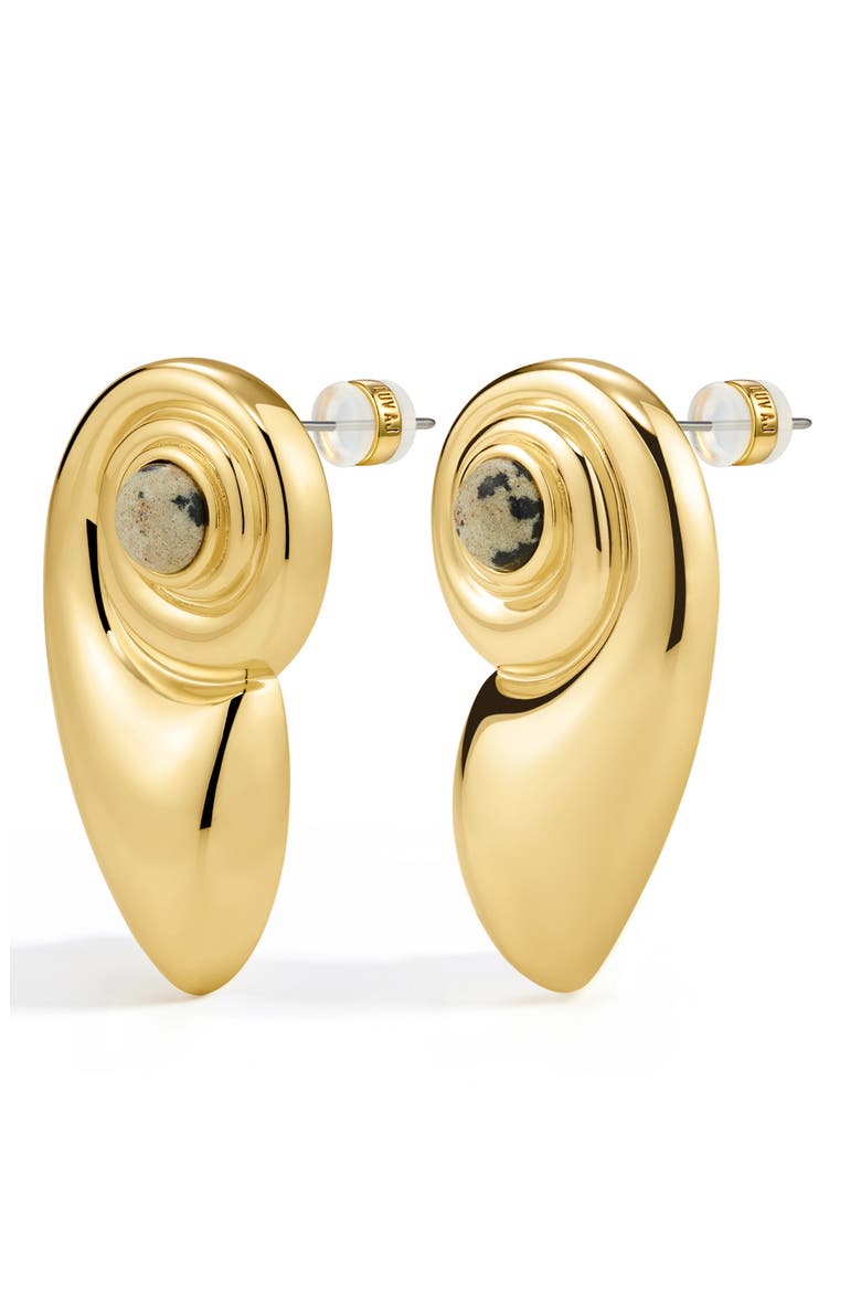 Palma Shell Stud Earrings, Main, color, GOLD
