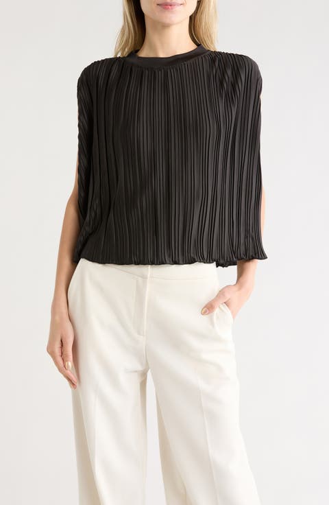Olivia Sleeveless Pleated Cape Top
