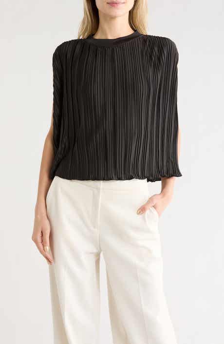 Olivia Sleeveless Pleated Cape Top