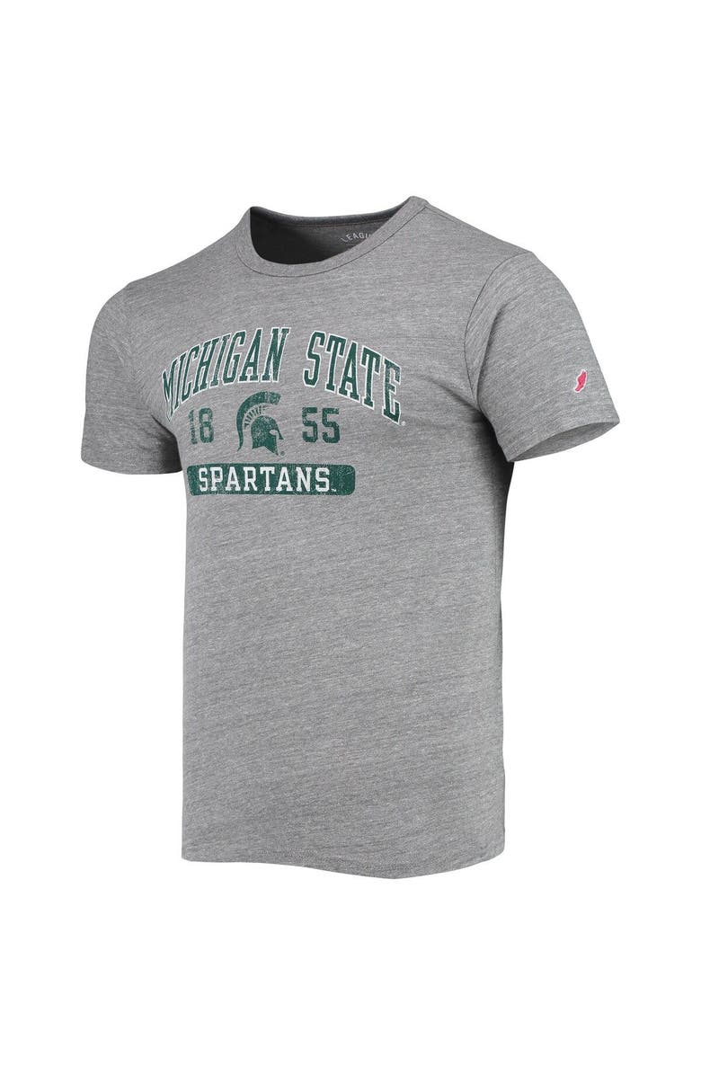 LEAGUE COLLEGIATE WEAR Men's League Collegiate Wear Heathered Gray Michigan State Spartans Volume Up Victory Falls Tri-Blend T-Shirt, Alternate, color, 