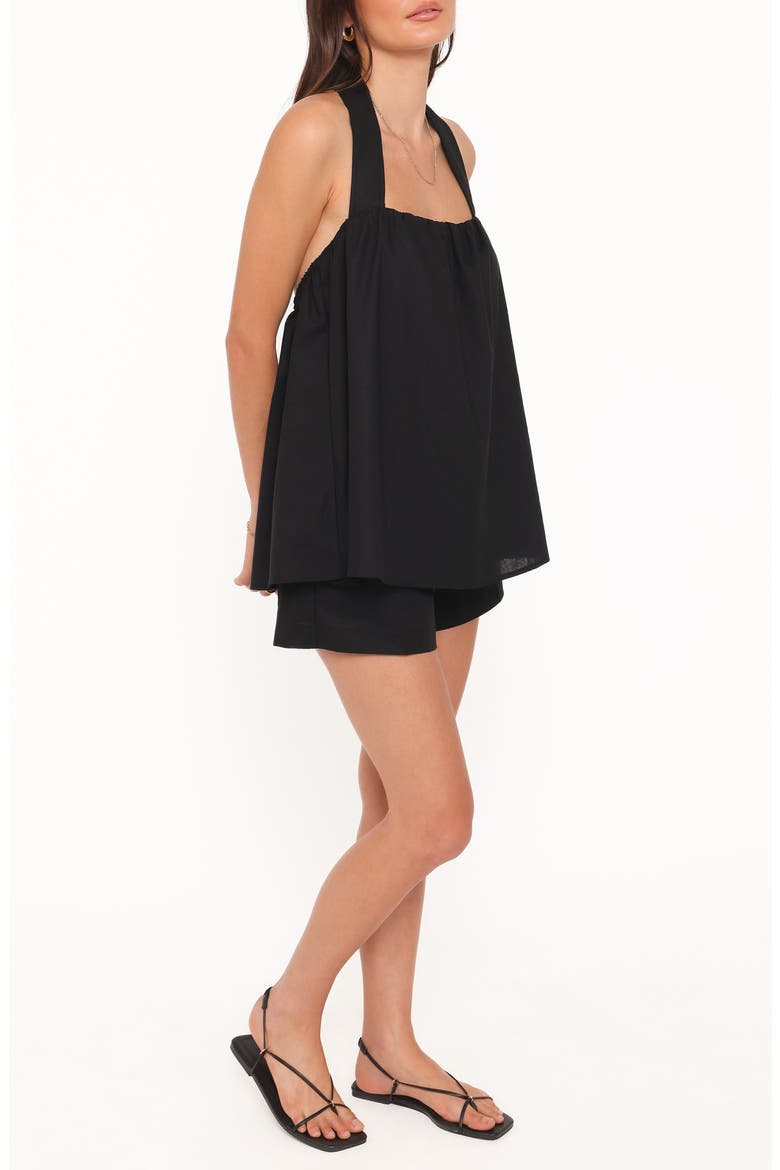 Lysandra Cotton & Linen Halter Top & Shorts Set, Alternate, color, BLACK