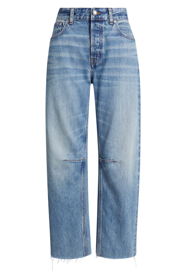 The Darted Barrel Leg Jeans: Raw Hem Edition, Alternate, color, HAZLETON WASH
