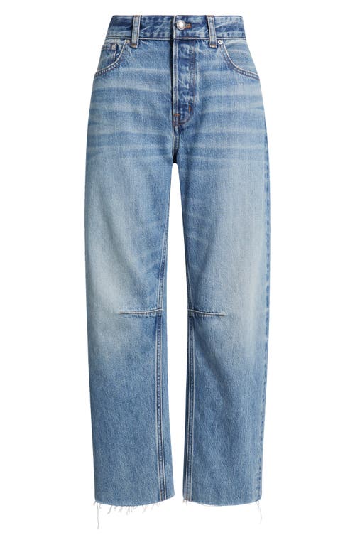 Madewell The Darted Barrel Leg Jeans: Raw Hem Edition In Blue
