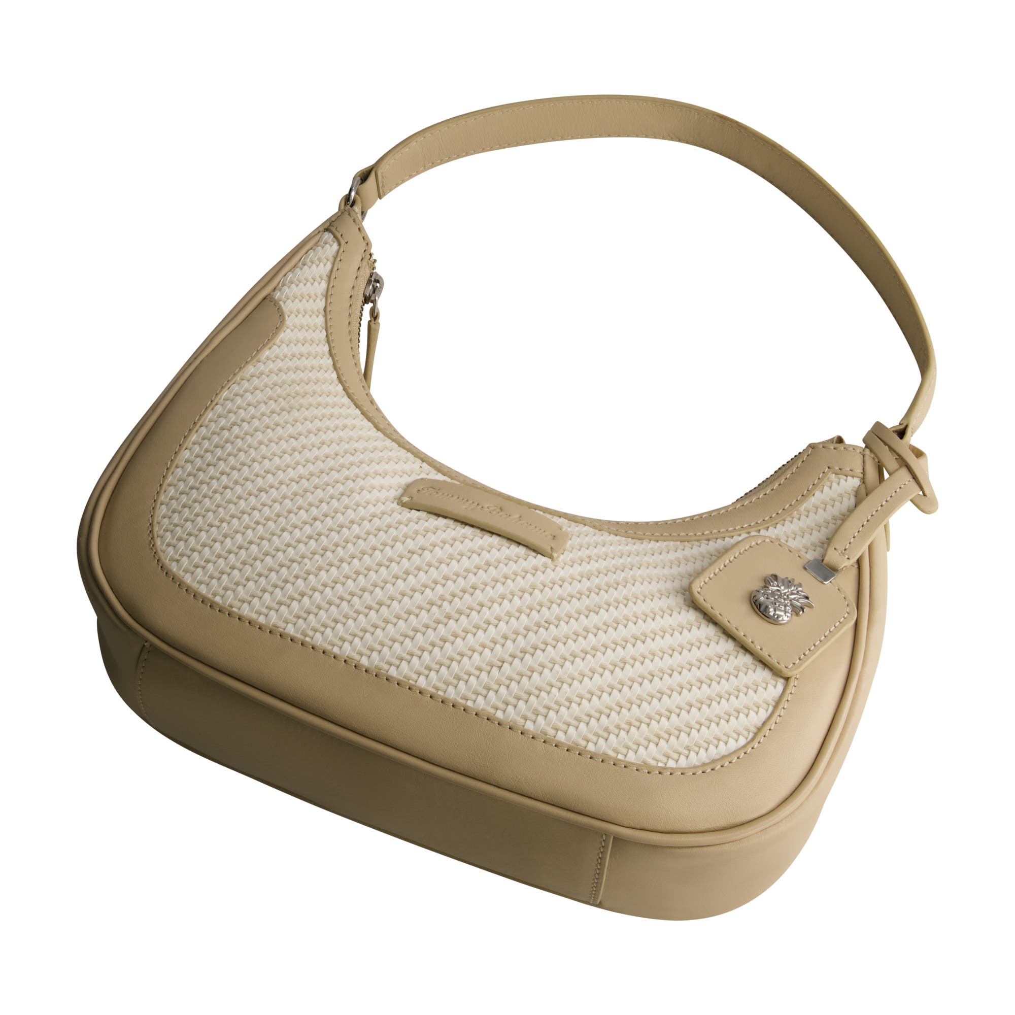 Tommy Bahama Soft Woven Zip-Top Hobo, Alternate, color, Tan/White