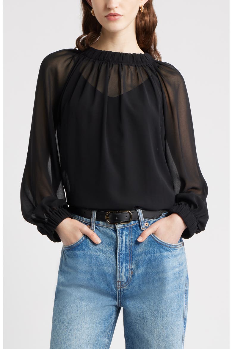 Flowy Chiffon Top, Main, color, BLACK