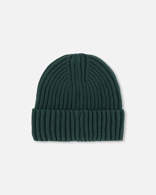 Deux Par Deux Boy's Cuffed Knit Hat Forest Green In Forest Green