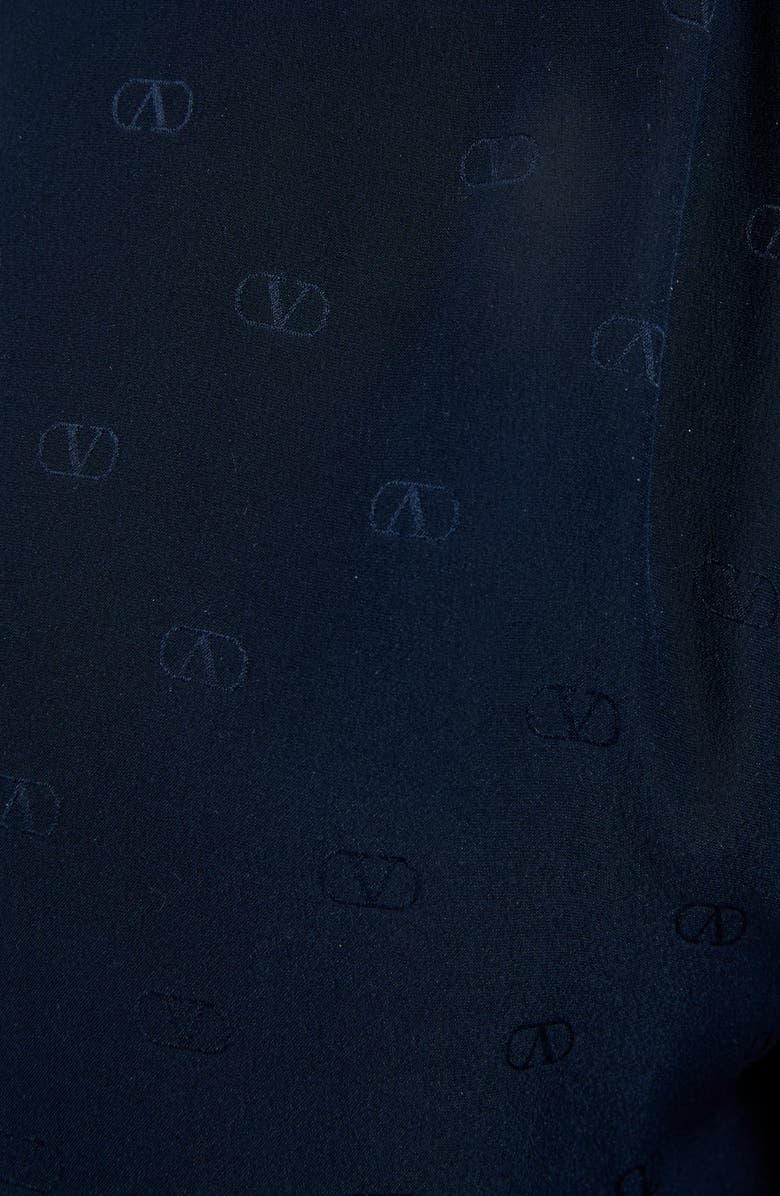 Valentino Logo Jacquard Silk Satin Wide Leg Pants, Alternate, color, 