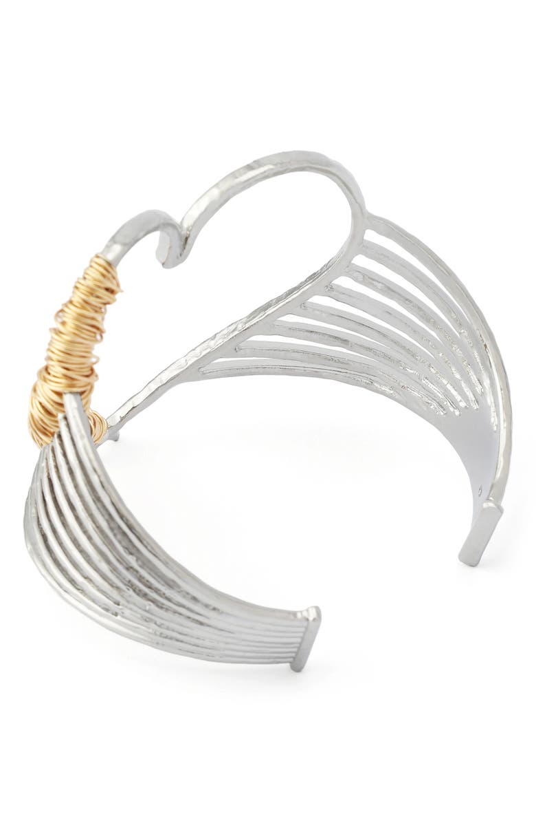 Robert Lee Morris Wire Wrap Heart Cuff Bracelet, Alternate, color, Two Tone