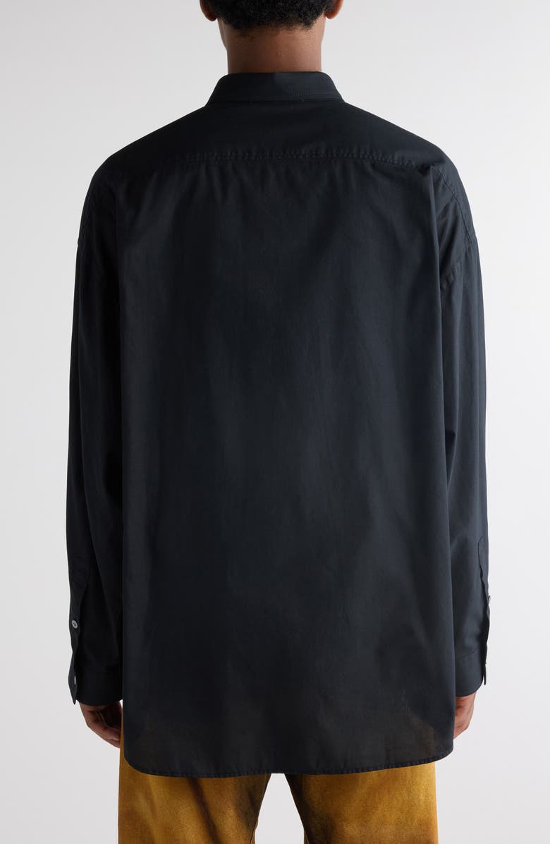 Acne Studios Oversize Solid Black Cotton Button-Up Shirt, Alternate, color, Black