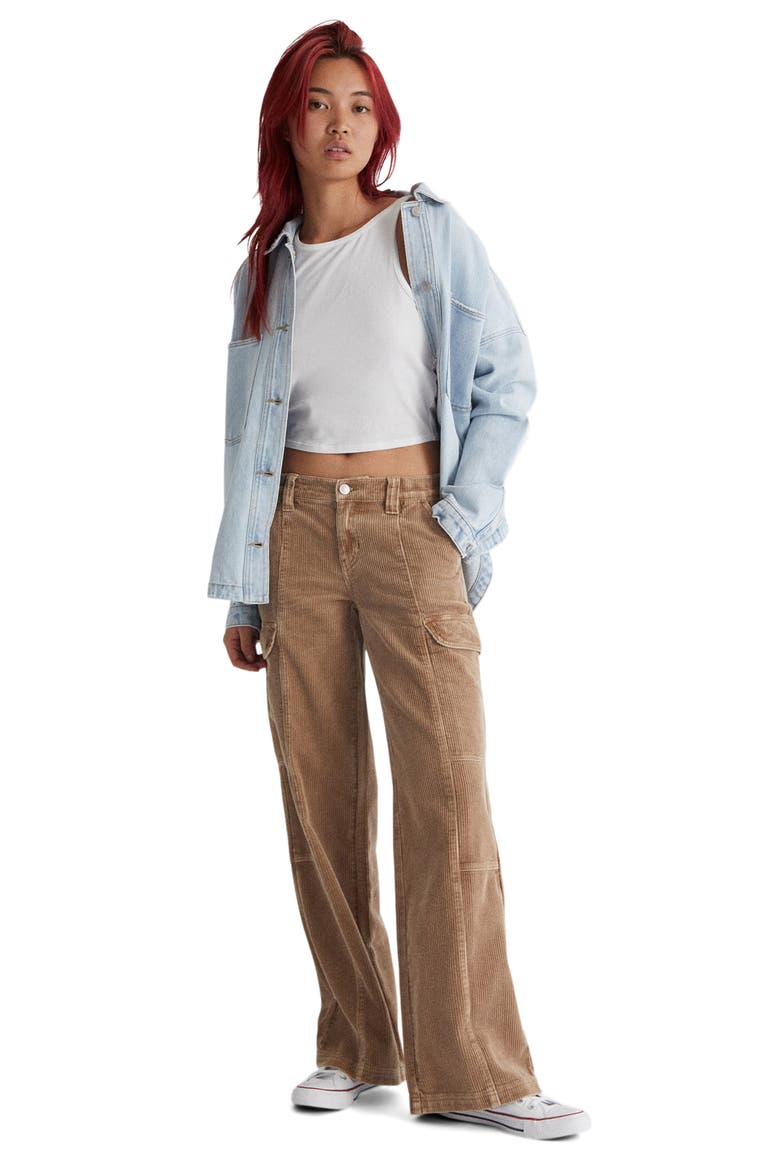 Low Rise Wide Leg Corduroy Pants, Alternate, color, PINE BARK