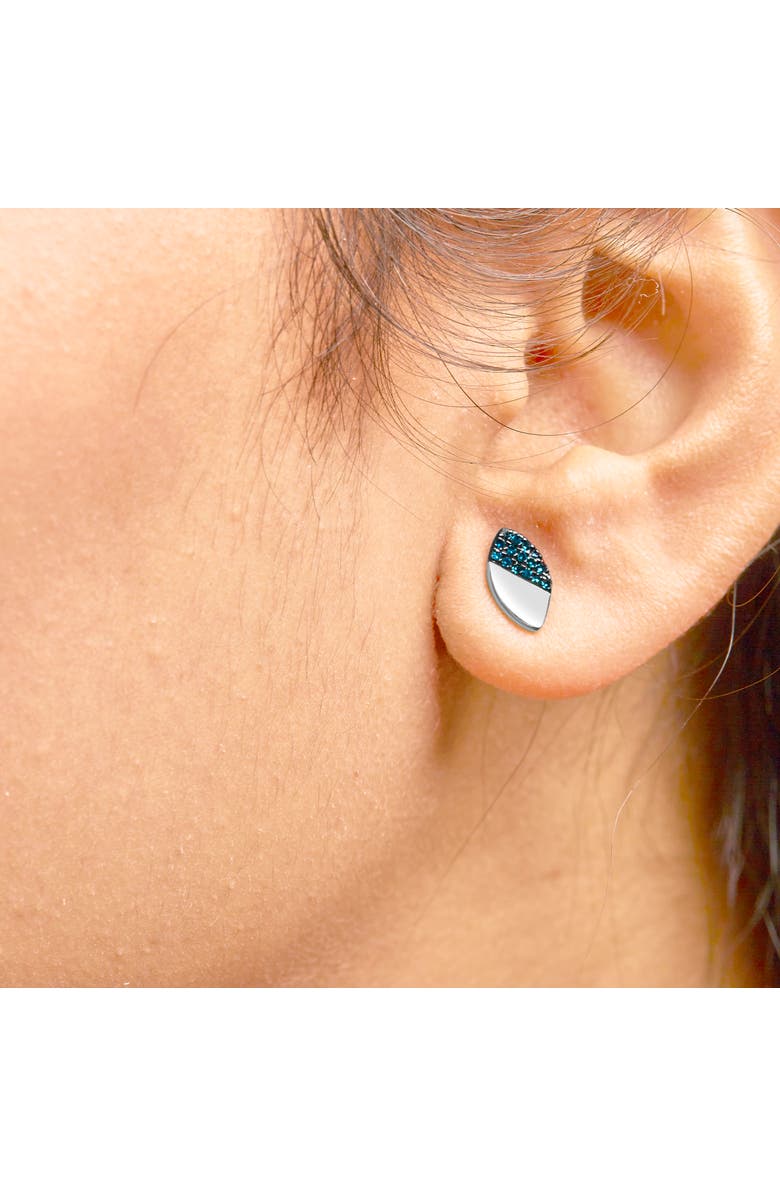 Haus of Brilliance Silver 1/6 Ct Blue Diamond and Mirror Polish Pear Shape Stud Earrings, Alternate, color,