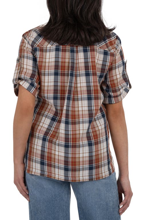 Kut From The Kloth Wynn Woven Plaid Shirt In Brown