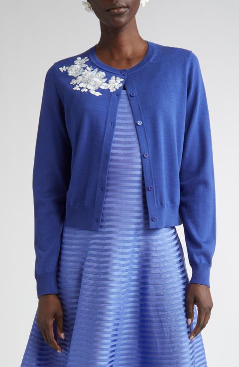 Floral Embroidered Silk & Cotton Cardigan