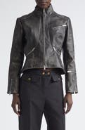 McQueen Crop Brushed Leather Jacket