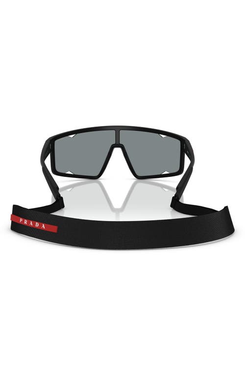 Prada Ps A03s 141mm Mirrored Rectangular Sunglasses In Matte Black