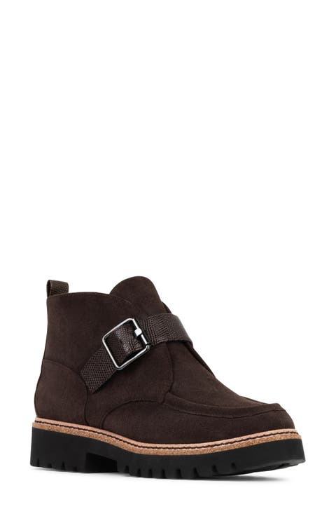 Halina Leather Monk Strap Bootie