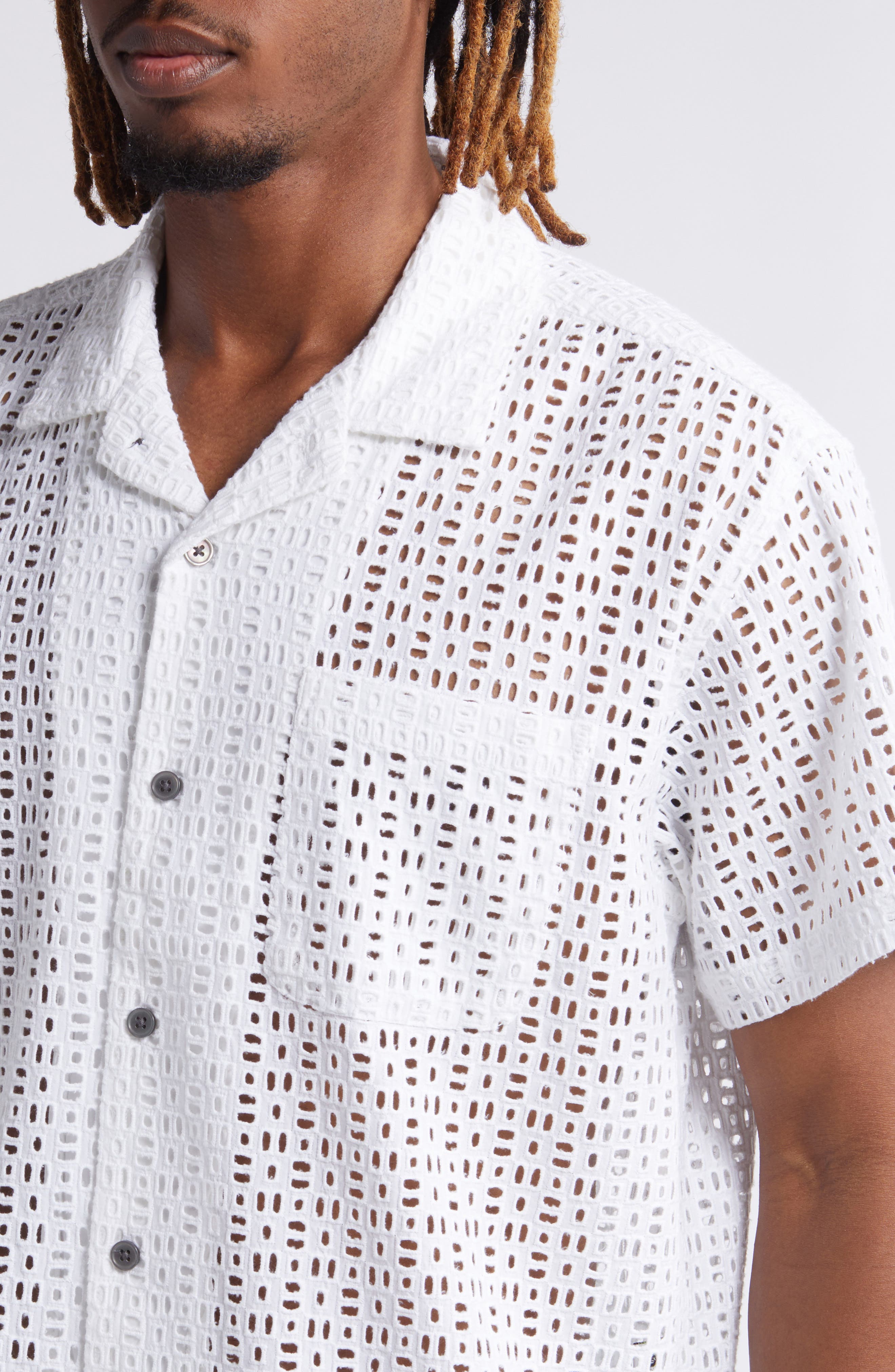 Obey Vida Openwork Eyelet Camp Shirt (Men) | Nordstrom