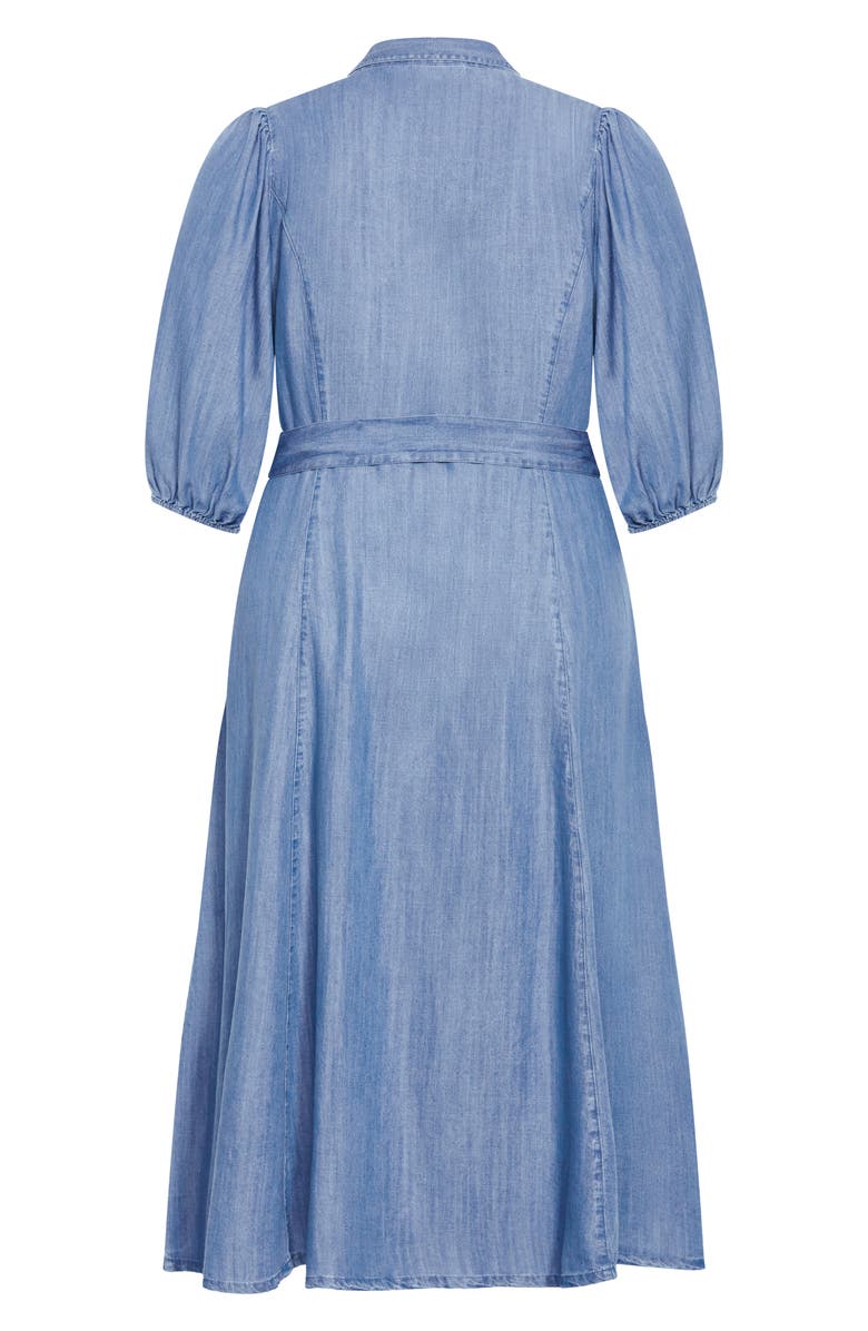 City Chic Matilda Tie Waist Denim Maxi Dress, Alternate, color,