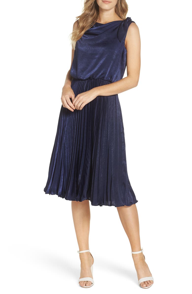 Gal Meets Glam Collection Bethany Shimmer Satin Dress, Main, color, 