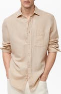 MANGO Classic Fit Linen & Cotton Button-Up Shirt