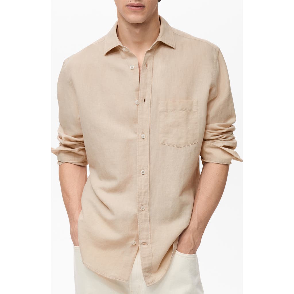 Mango Men's Classic-fit Micro-corduroy Shirt In Sand