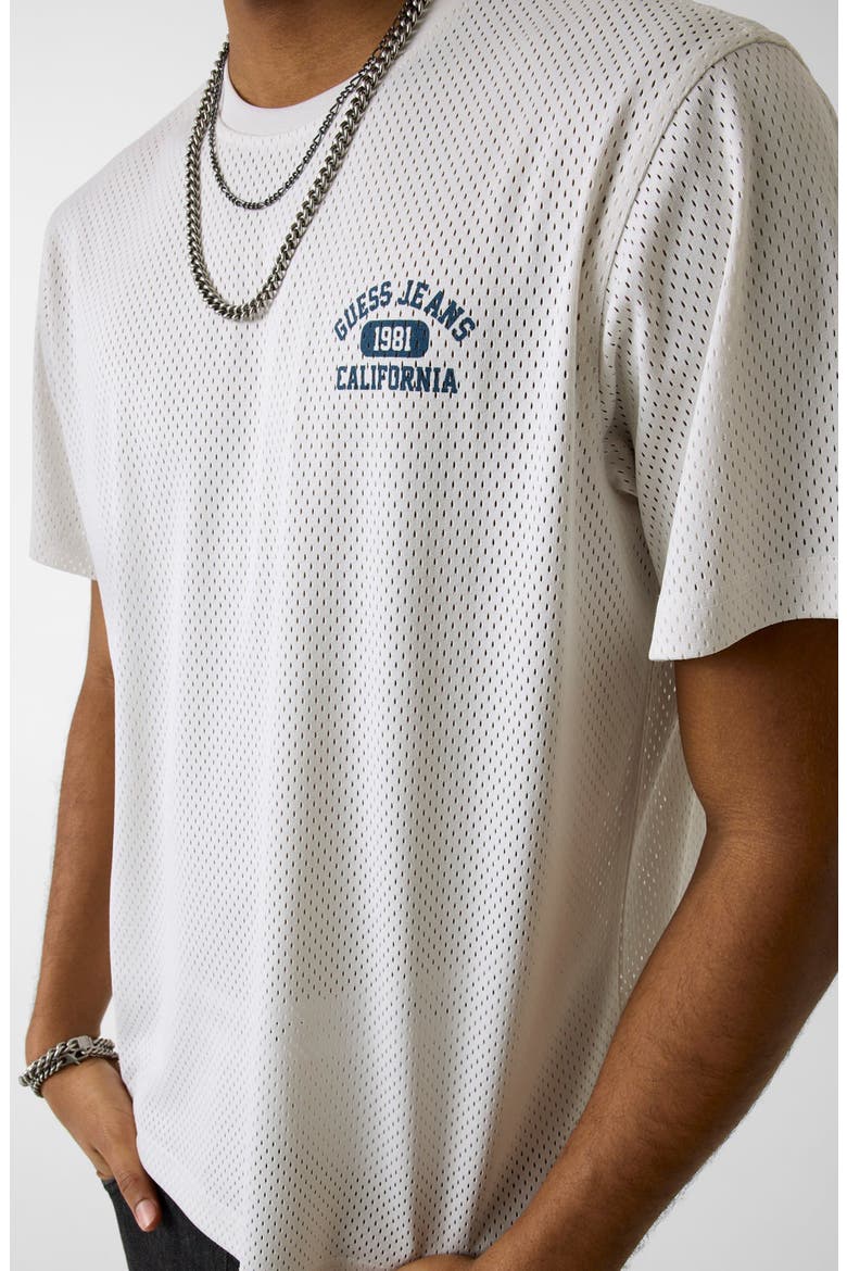 Logo Graphic Mesh T-Shirt, Alternate, color, WHITE
