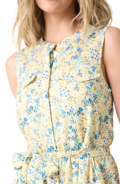 Gibsonlook Floral Belted Cotton Blend Dress In Multi