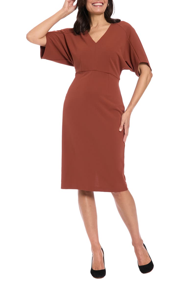 Dolman Short Sleeve Sheath Dress, Main, color, SEQUOIA