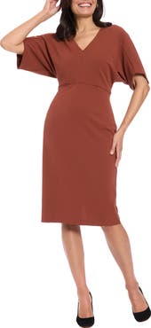 London Times Dolman Short Sleeve Sheath Dress