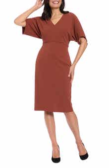 London Times Dolman Short Sleeve Sheath Dress