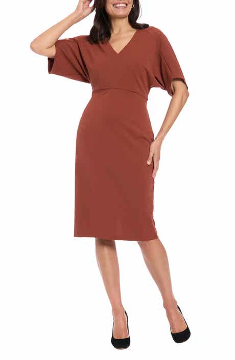 London Times Dolman Short Sleeve Sheath Dress