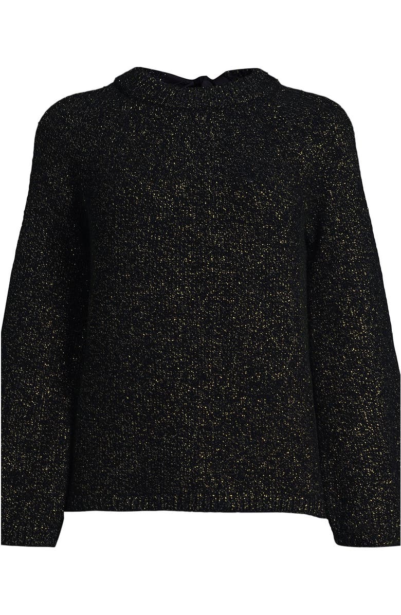 Lands' End Blend Bow Back Sweater, Alternate, color, Black/Gold Metallic