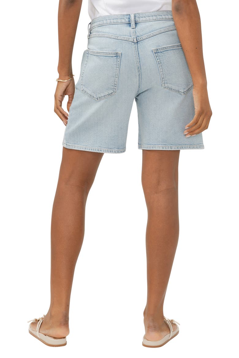 Be Easy Drawstring High Waist Long Denim Shorts, Alternate, color, INDIGO
