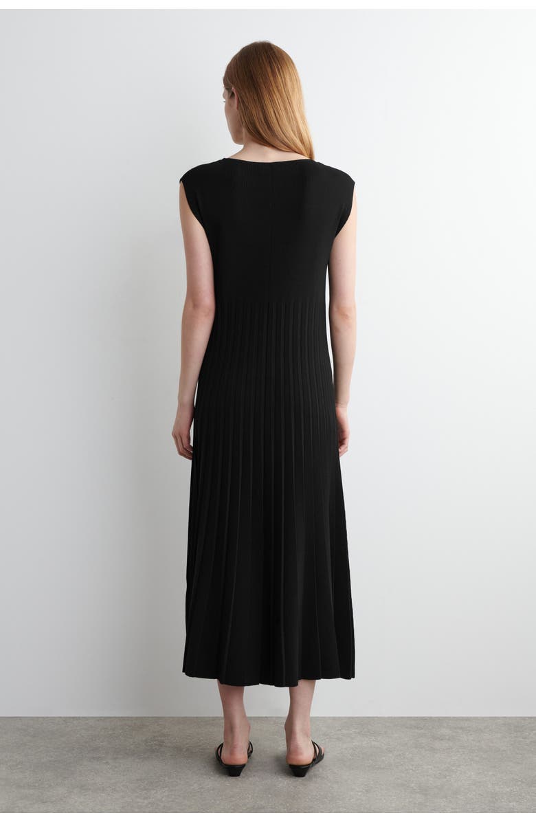 COS Knitted Pleated Maxi Dress, Alternate, color, Black
