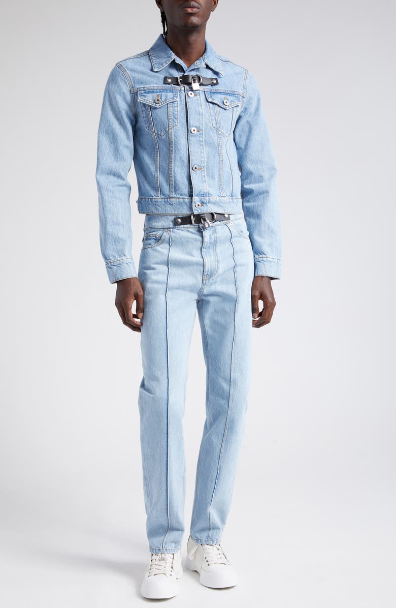 JW Anderson Padlock Strap Denim Trucker Jacket, Main, color, 
