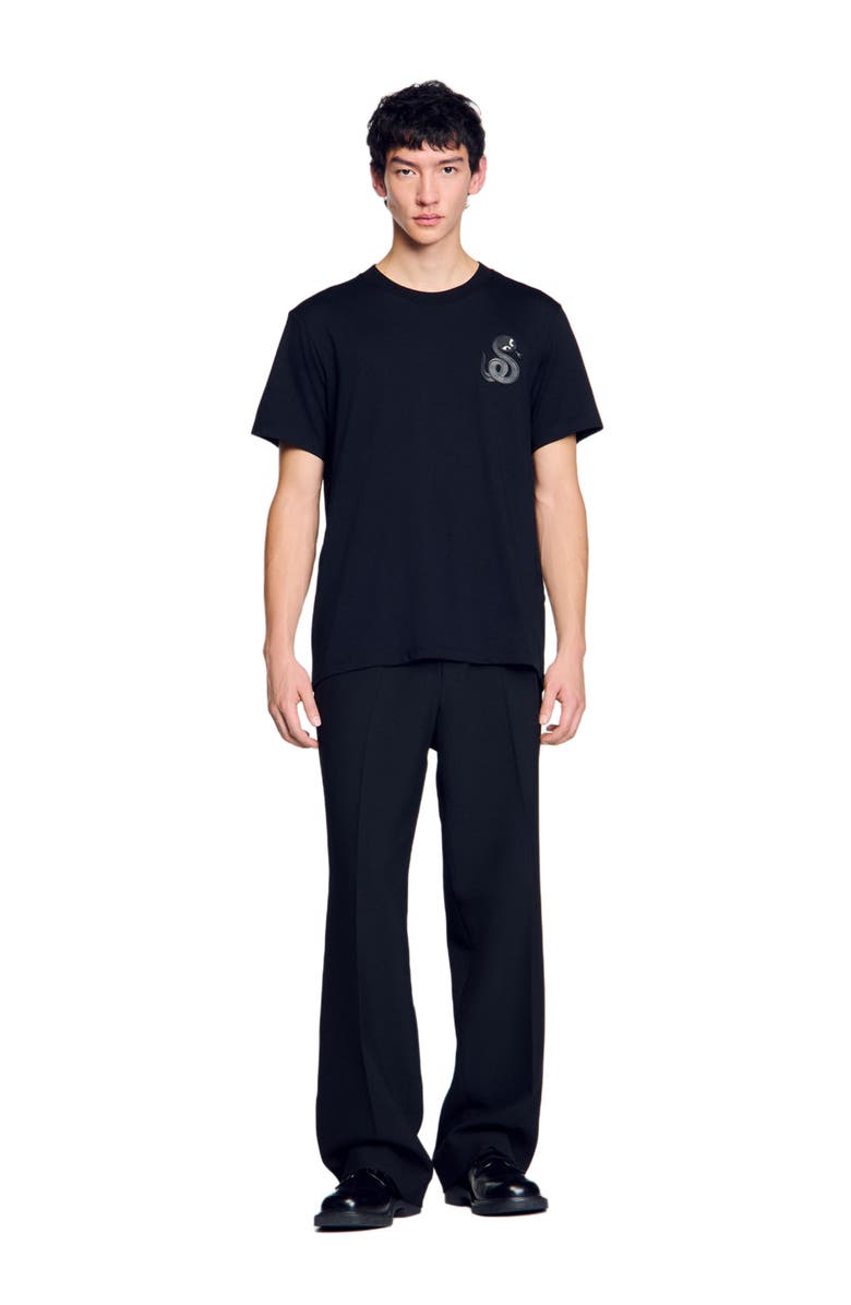 SANDRO T-shirt with Square Cross patch, Alternate, color, 