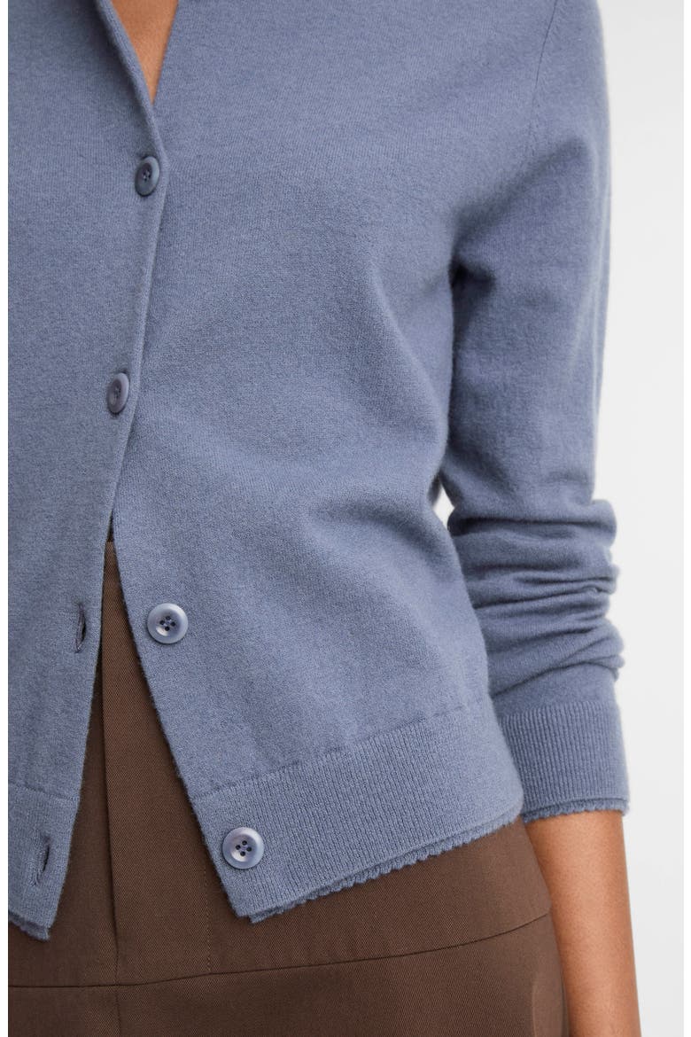 Scallop Trim Button Front Cardigan, Alternate, color, AZUL