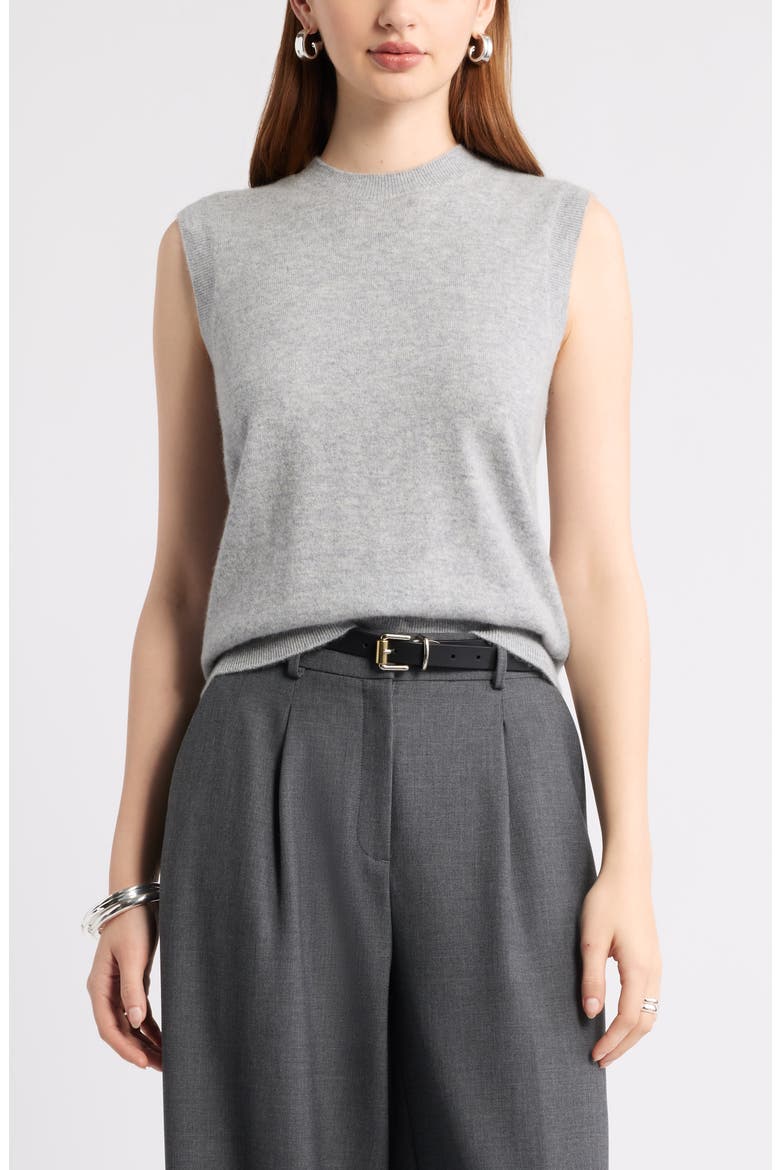 Sleeveless Cashmere Sweater, Main, color, GREY SILK HEATHER