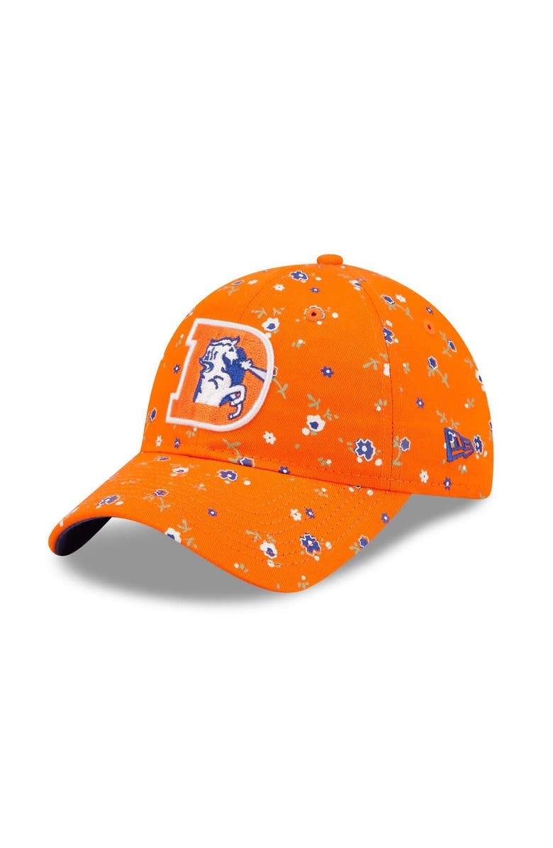 New Era Women's New Era Orange Denver Broncos  Floral 9TWENTY Adjustable Hat, Main, color, 