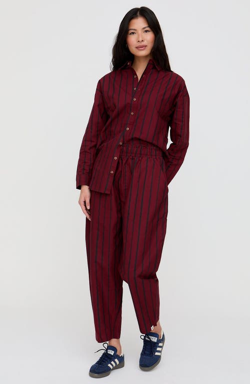 Turtledove London Organic Cotton Kate Barrel Leg Trousers In Red