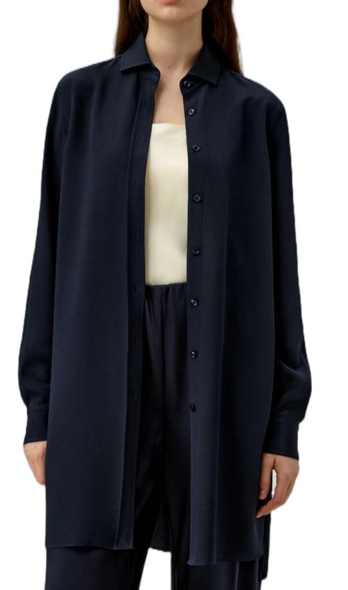 Lilysilk Classic Longline Silk Shirt In Multi