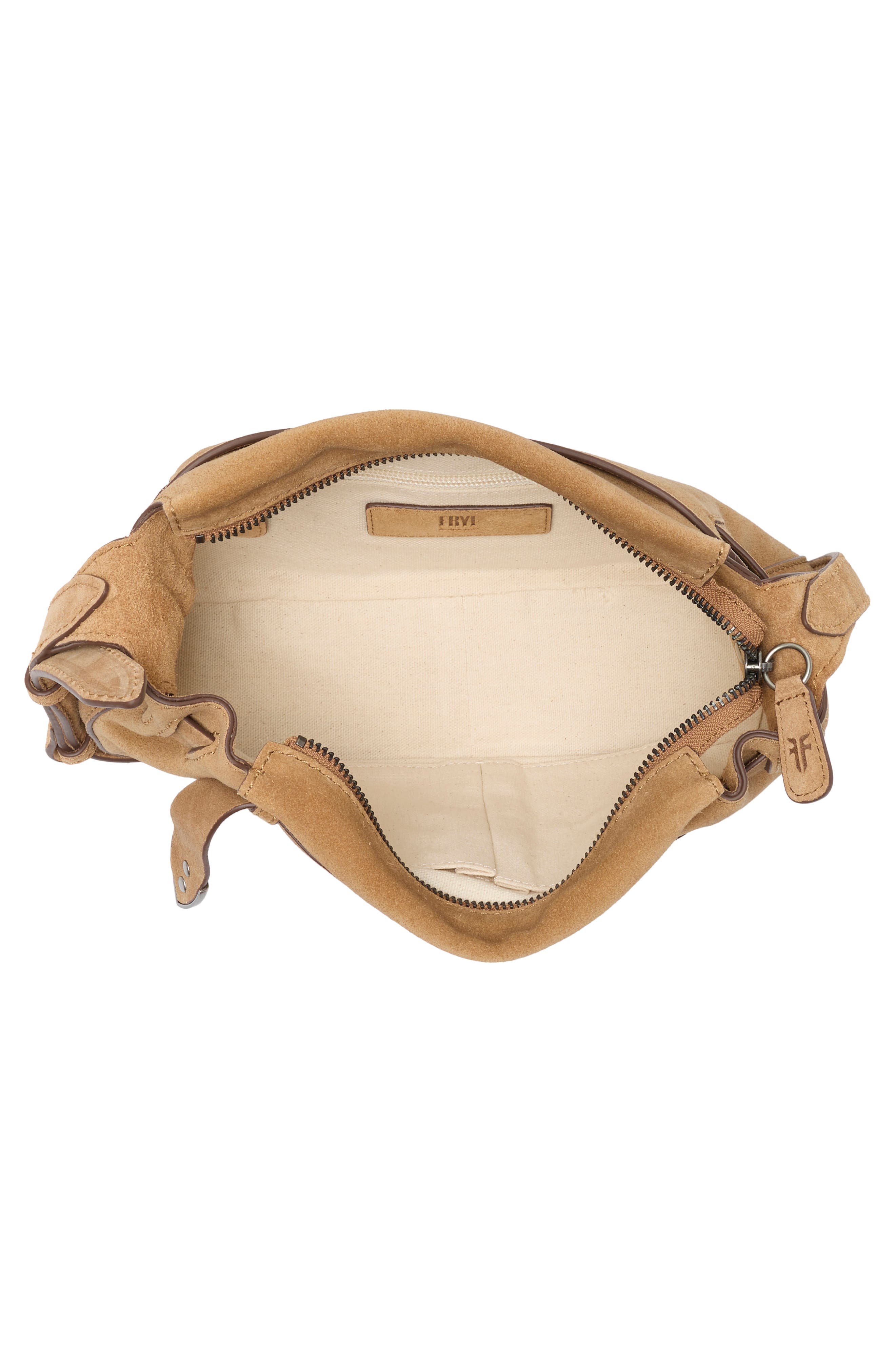 Heather Leather Suede Shoulder Bag, Alternate, color, BEIGE