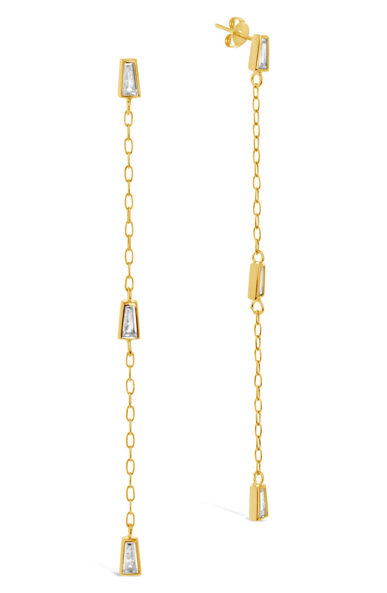 Sterling Forever Rhodium Plated Lillian CZ Drop Stud Earrings, Main, color, Gold