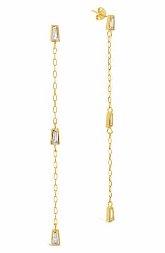 Sterling Forever Rhodium Plated Lillian CZ Drop Stud Earrings