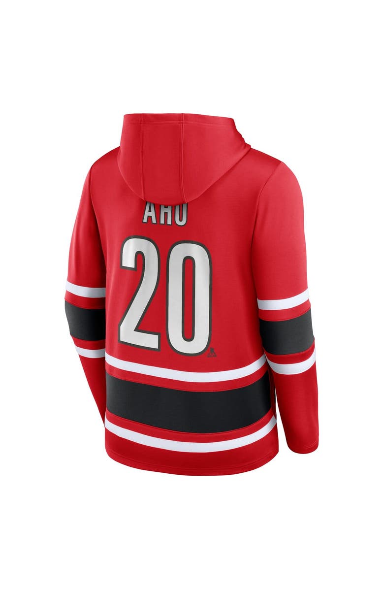 FANATICS Men's Fanatics Branded Sebastian Aho Red Carolina Hurricanes Name & Number Lace-Up Pullover Hoodie, Alternate, color, Red